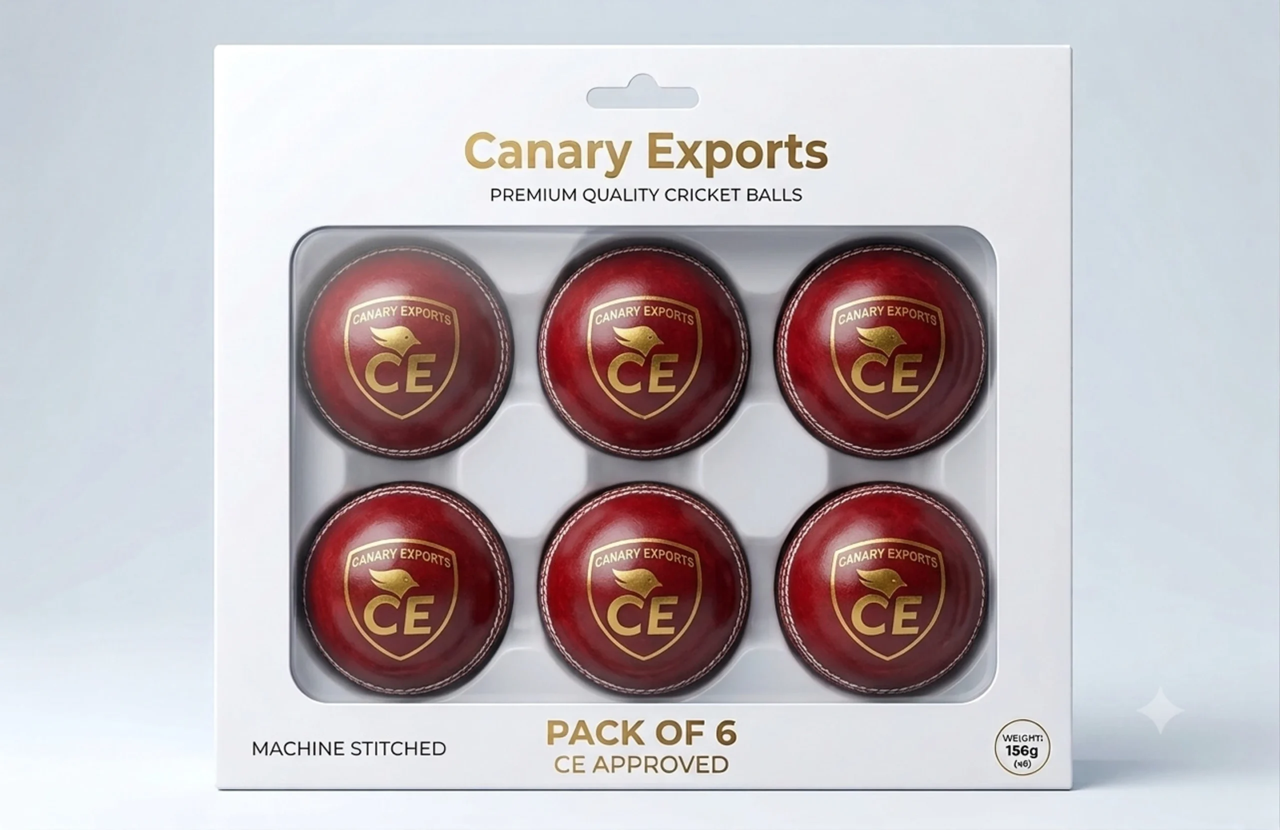 CANARY EXPORTS Cricket Balls, Pack of 6, Machine Stitched ,Water Resistant CE Approved Cricket Leather Ball (Standard, Pack of 6, Red)