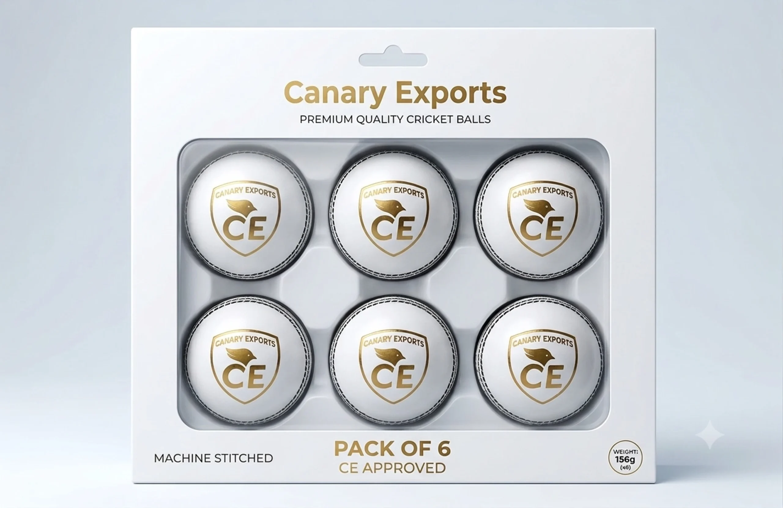 CANARY EXPORTS Cricket Balls, Pack of 6, Machine Stitched ,Water Resistant CE Approved Cricket Leather Ball (Standard, Pack of 6, White)