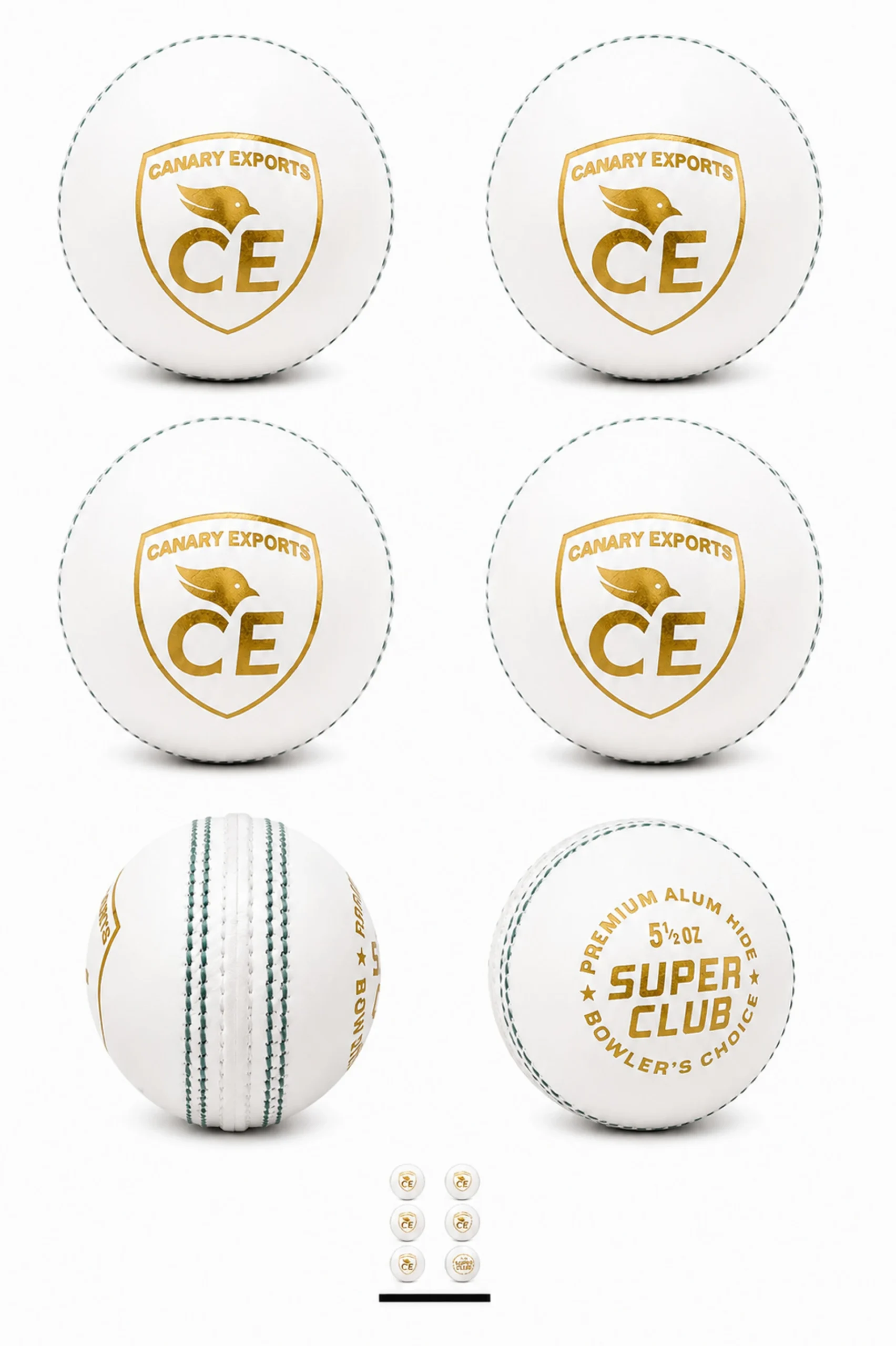 CANARY EXPORTS Cricket Balls, Pack of 6, Machine Stitched ,Water Resistant CE Approved Cricket Leather Ball (Standard, Pack of 6, White) - Image 2