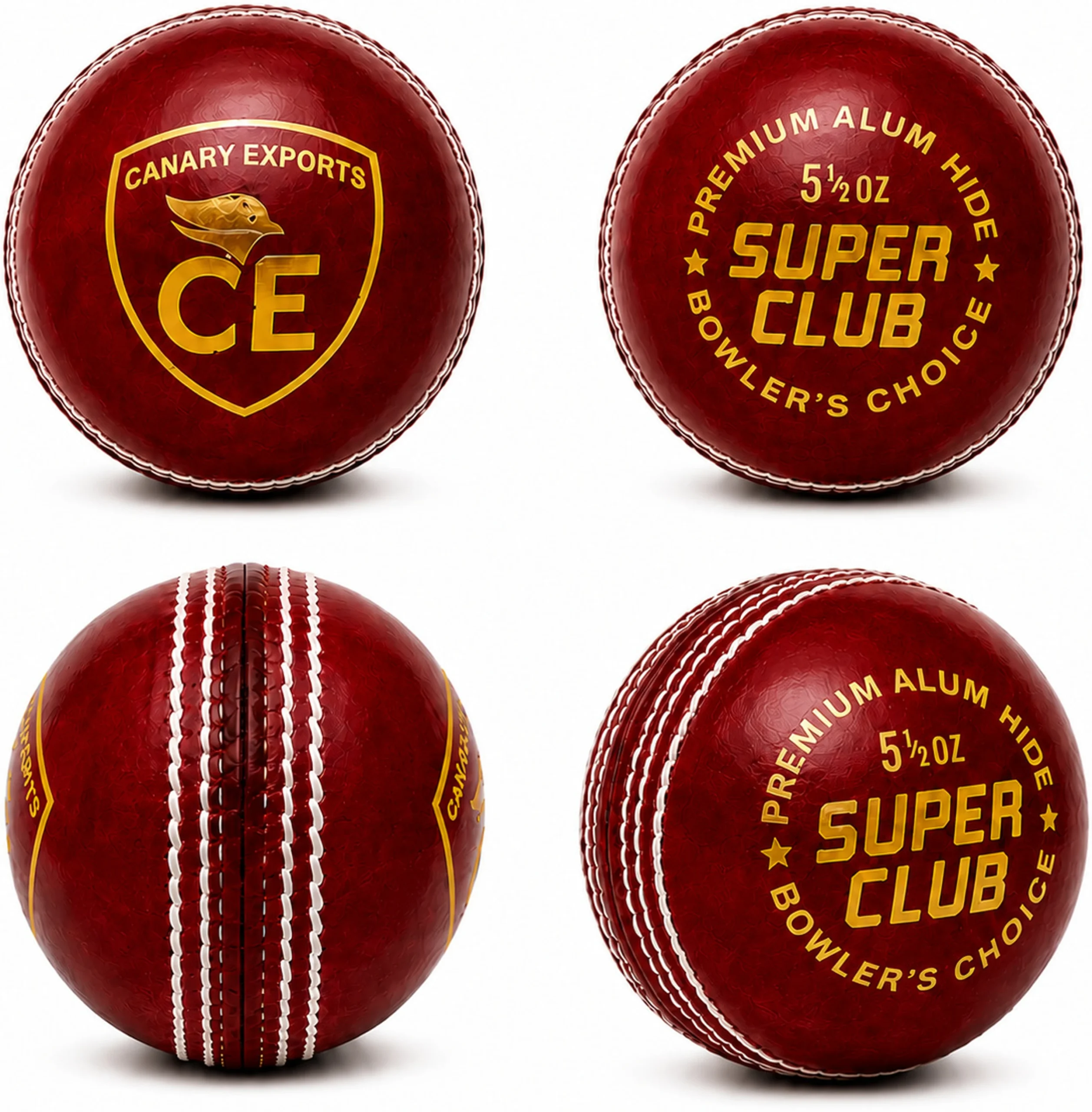 CANARY EXPORTS Leather Cricket Ball Pack of 4 Machine Stitched Water Resistant,156gm each Cricket Leather Ball (Standard, Pack of 4, Red)
